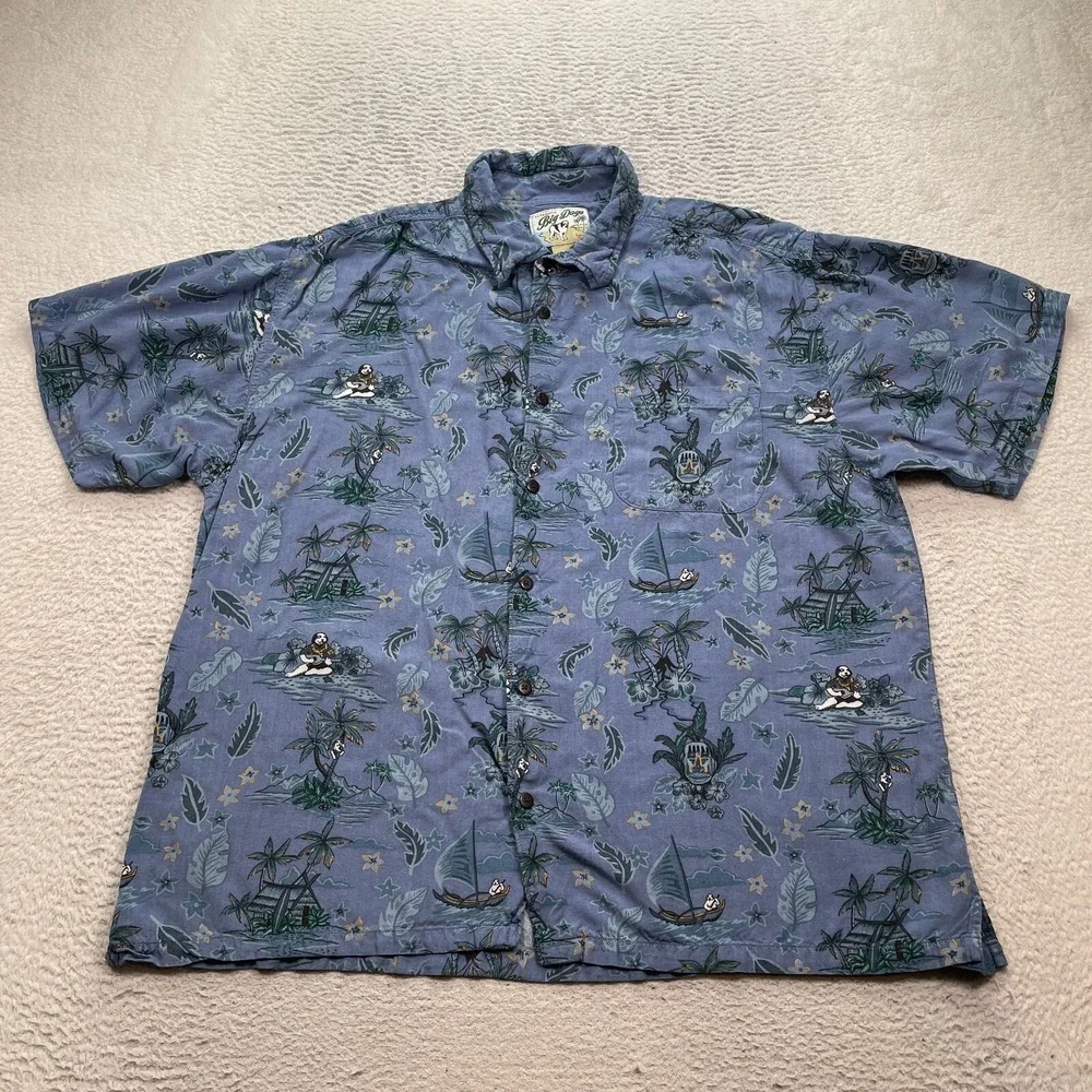 Big Dogs Shirt Men's Size XL Hawaiian Floral Short Sleeve Button Down